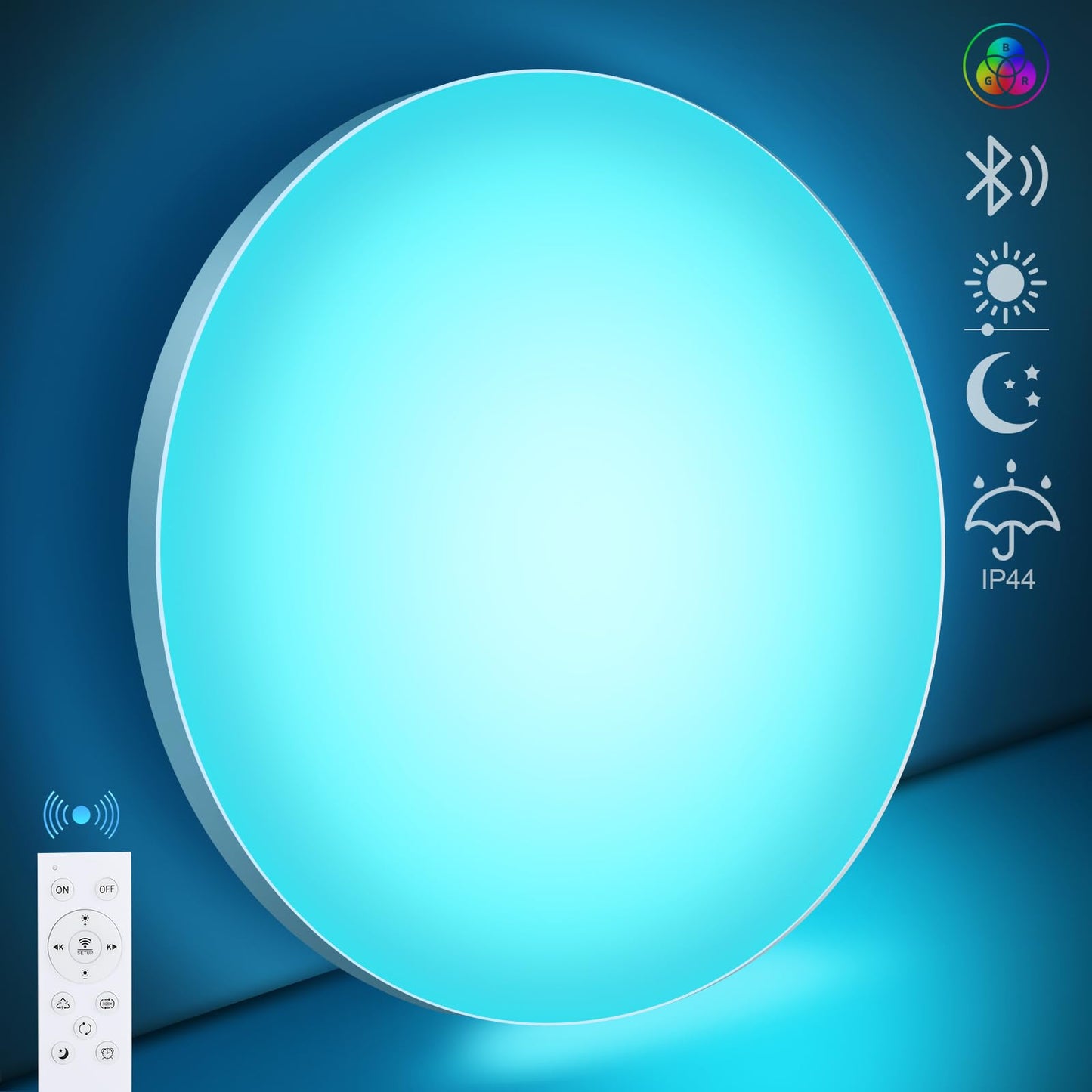 OPPEARL Led Deckenlampe Dimmbar mit Fernbedienung, 24W 16 Millionen RGB Farbwechsel Smart led Deckenleuchte Steuerbar via App, 2400LM Deckenbeleuchtung Ø30CM Lampe für Wohnzimmer Schlafzimmer, Weiß