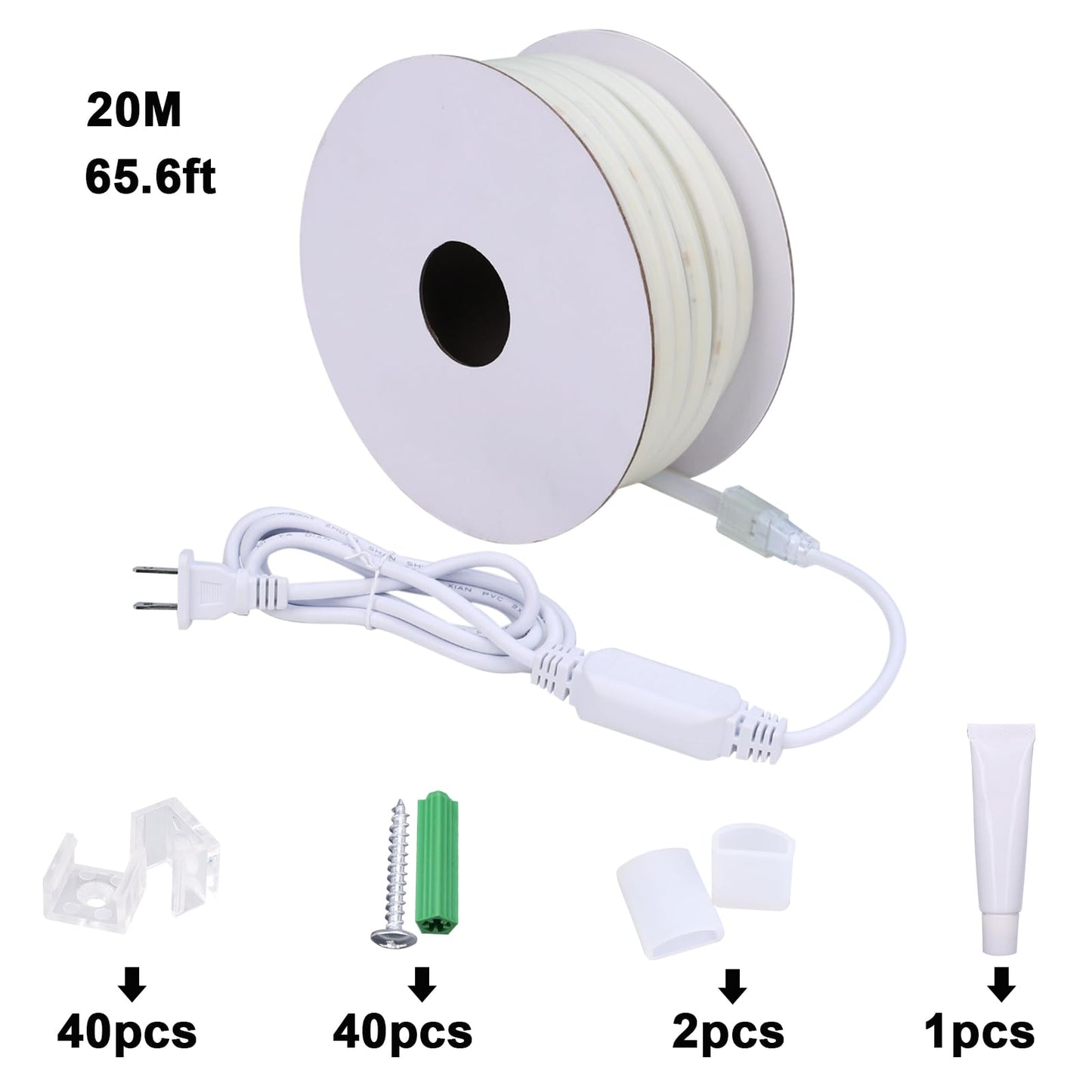 BENLUN AC 220V COB LED Streifen Aussenbereich 20M, 4000K Naturweiß LED Strip Outdoor Wasserdicht, LED Band 200W CRI 90+ 230V Direktanschluss für Zimmer und Außen Dekoration Beleuchtung