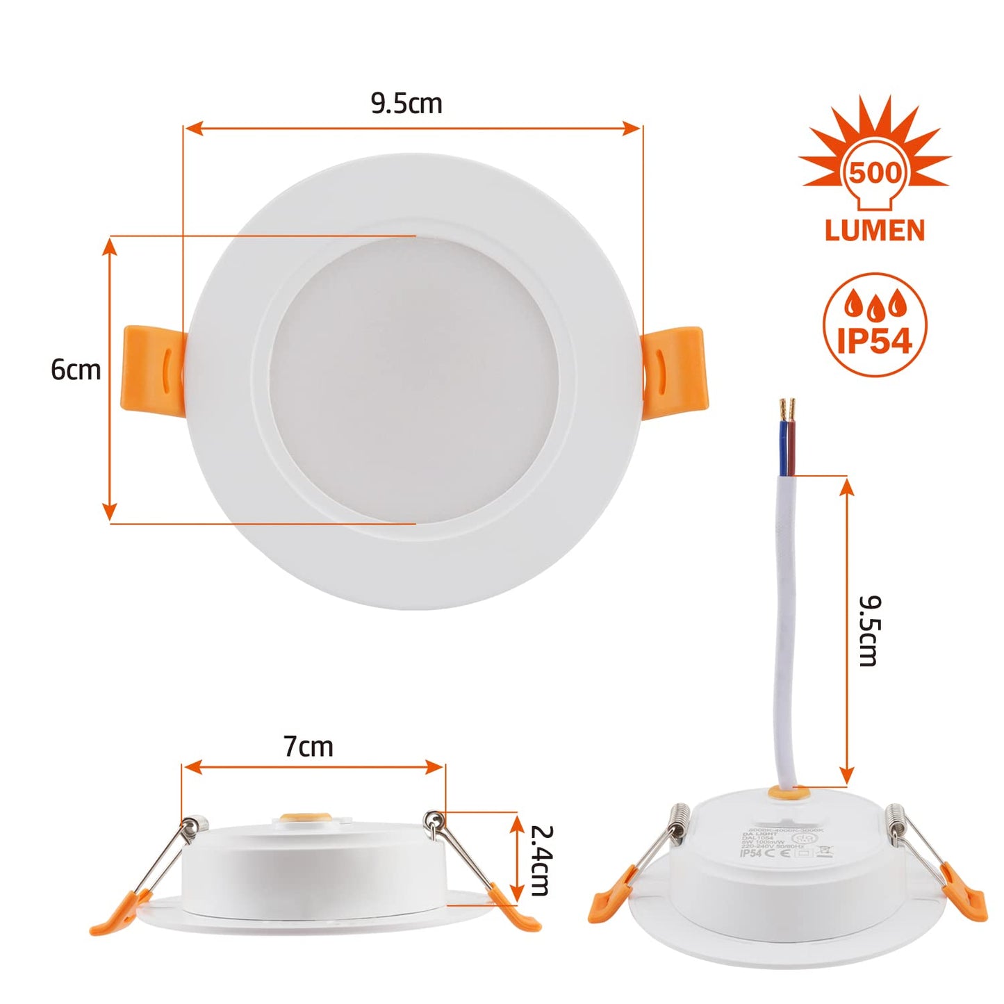 da LIGHT LED Einbaustrahler 230V flach 5W 10er Set, Strahlende Einbauleuchten, Bad Spot 3000/4000/6000K, Deckenstrahler IP54 für Badzimmer Wohnzimmer Küche Schlafzimmer