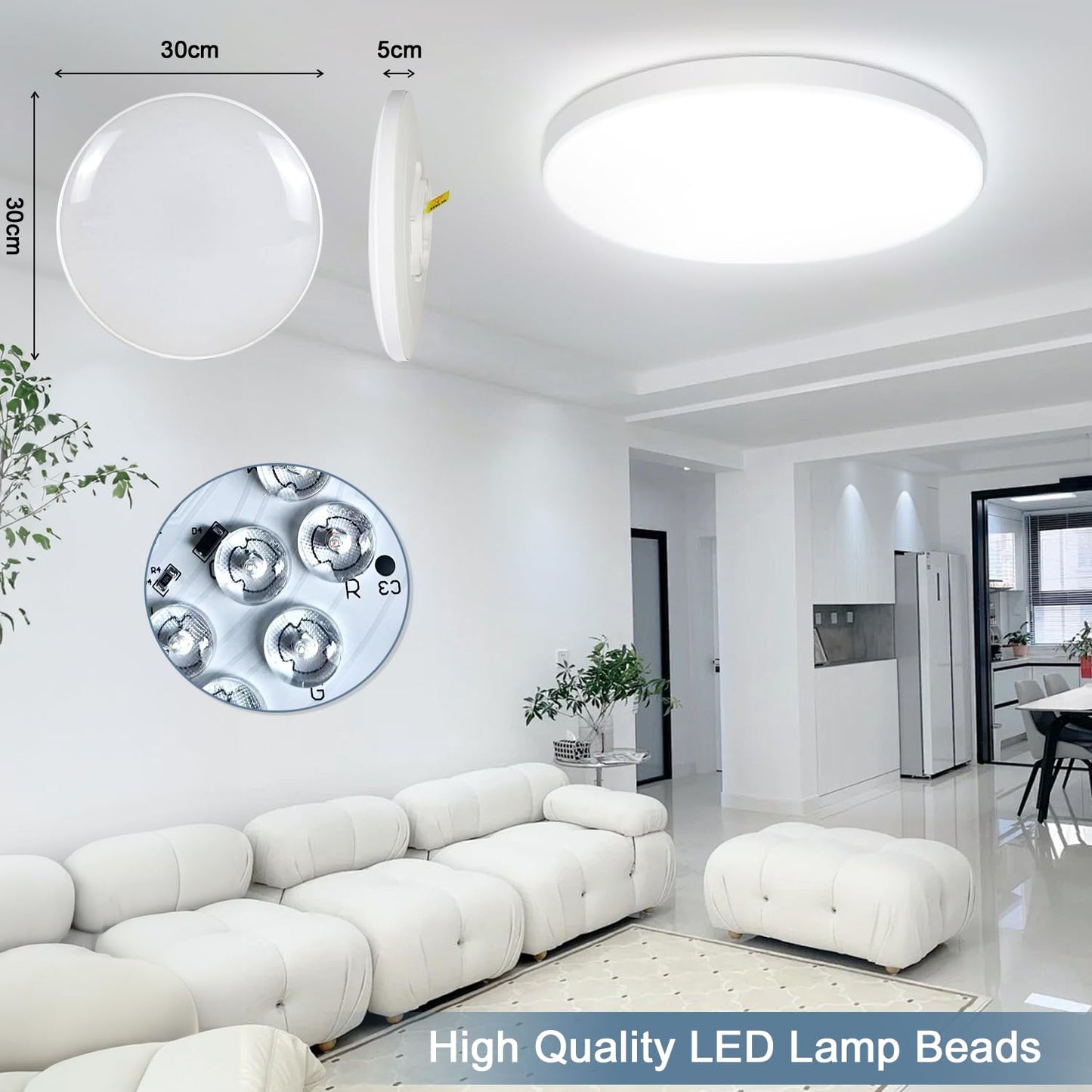 Eregou LED Deckenlampe Dimmbar, 24W 2400LM Smart RGB LED Deckenleuchte, IP44 Wohnzimmerlampe Schlafzimmerlampe, Kompatibel mit Alexa APP Google Assistant, 2700K-6500K