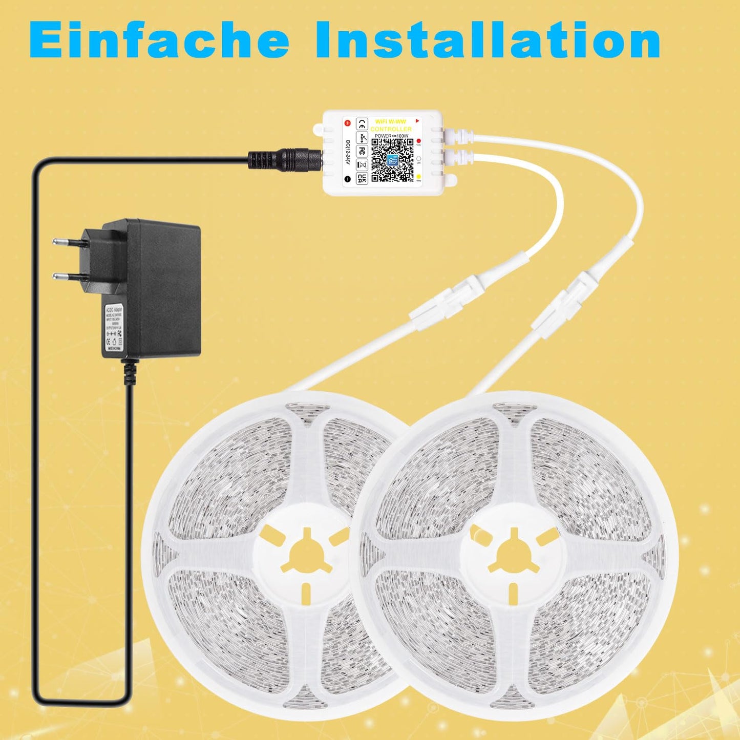 TENDIST 14M Led Streifen Weiß Alexa Kompatibel, 24V 3000k-6500K Warmweiß bis Kaltweiß Dimmbar mit Fernbedienung, Led Strip Weiß Selbstklebend Beleuchtung für Innen Küche Dekoration