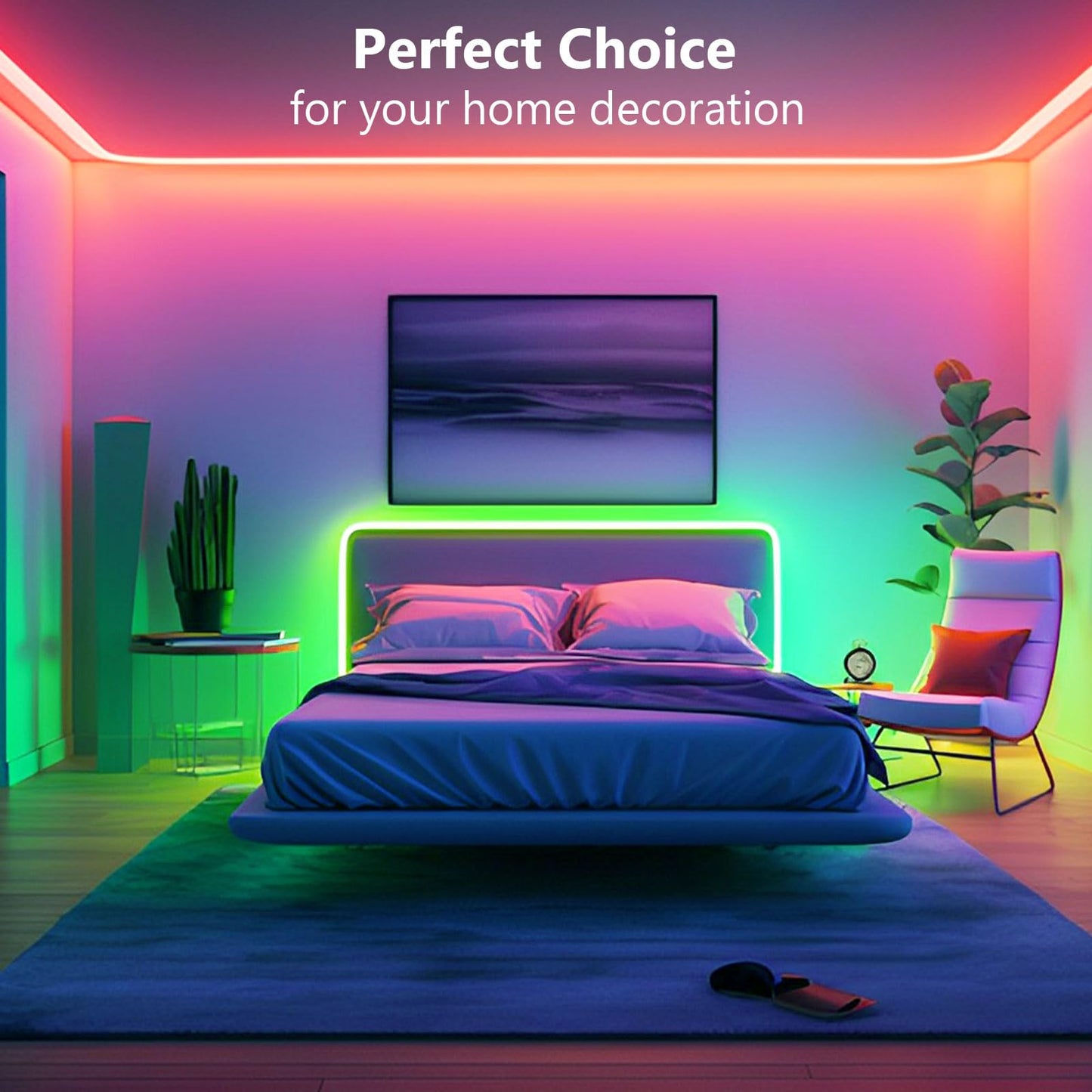 Led Strip 10m, RGB Led Streifen, Bluetooth Smart Led Band Selbstklebend, LED Leiste mit Fernbedienung und APP, LED Lights Dimmbar, Musik Sync, Timer-Einstellung für Gaming Zimmer, Room, Küche, Party