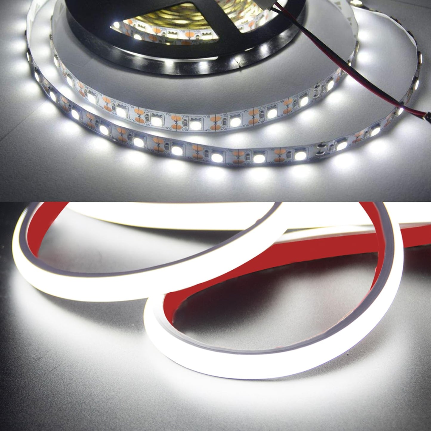 pcning COB LED Strip 10M Selbstklebend 230V Direktanschluss Sehr Hell IP67 Wasserdicht, 10 Meter LED Streifen Kaltes Weiss Lichtband (Kaltweiss, 10)