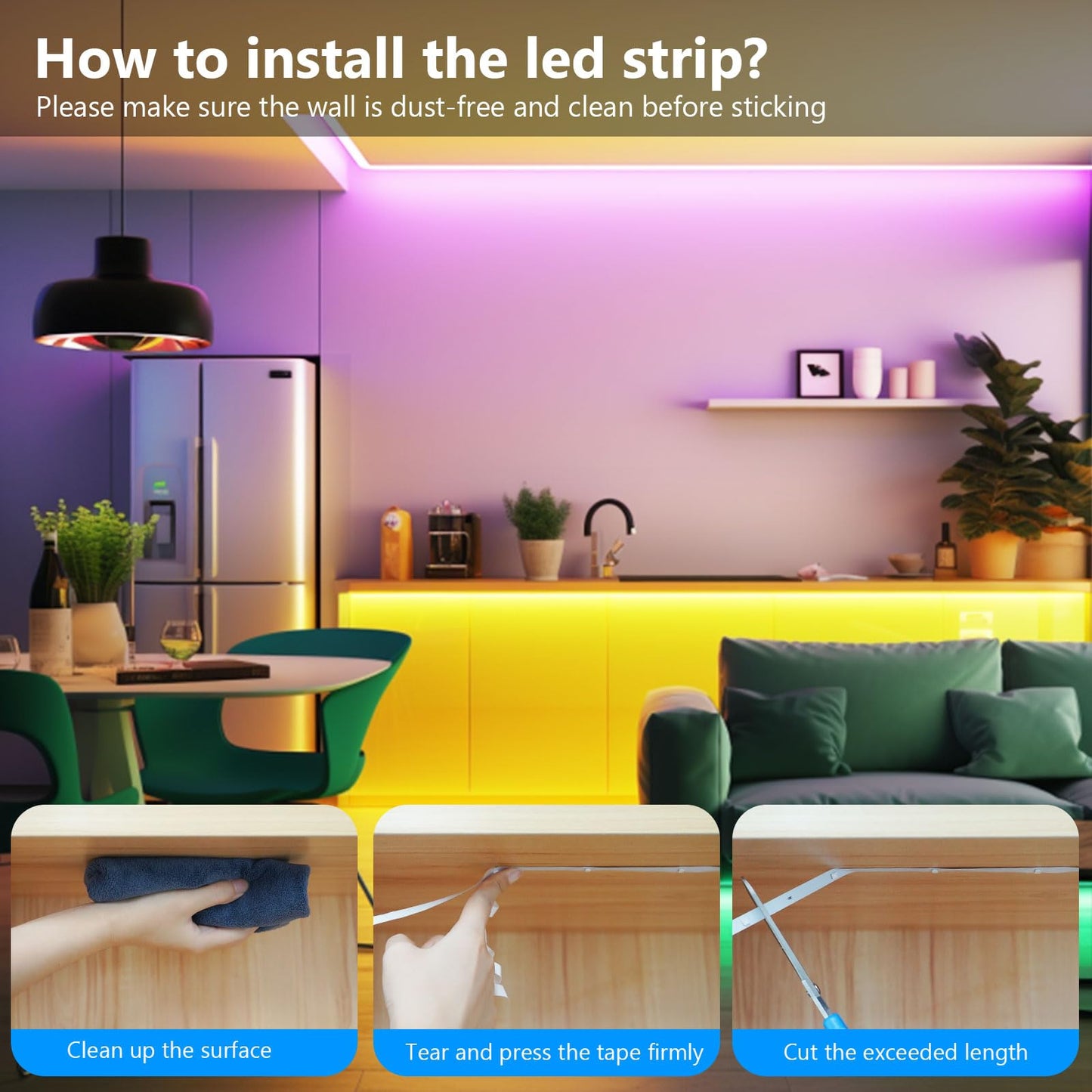 Led Strip 10m, RGB Led Streifen, Bluetooth Smart Led Band Selbstklebend, LED Leiste mit Fernbedienung und APP, LED Lights Dimmbar, Musik Sync, Timer-Einstellung für Gaming Zimmer, Room, Küche, Party