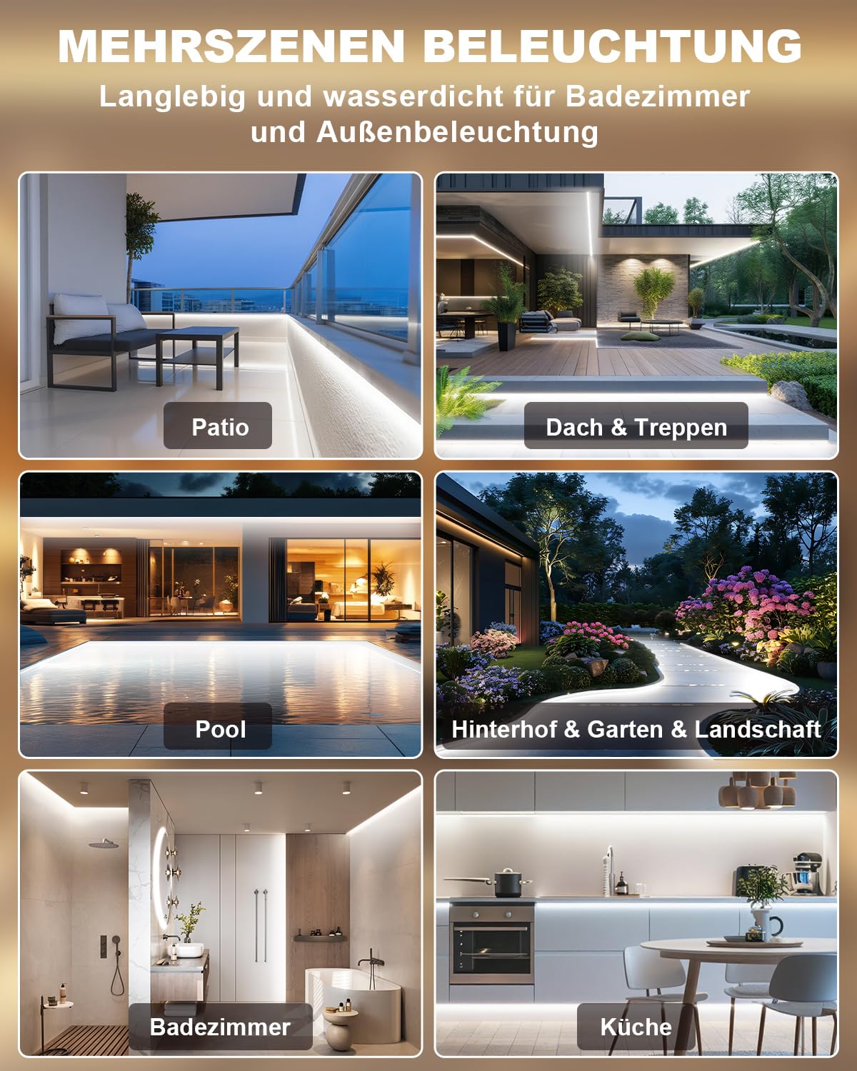 15M COB LED Streifen IP68 Wasserdicht, 24V 6500K LED Strip Weiß, LED Lichtband Selbstklebend Außen mit Netzteil, APP und Fernbedienung für Dachtraufe Garten Pool Terrasse Küche Badezimmer