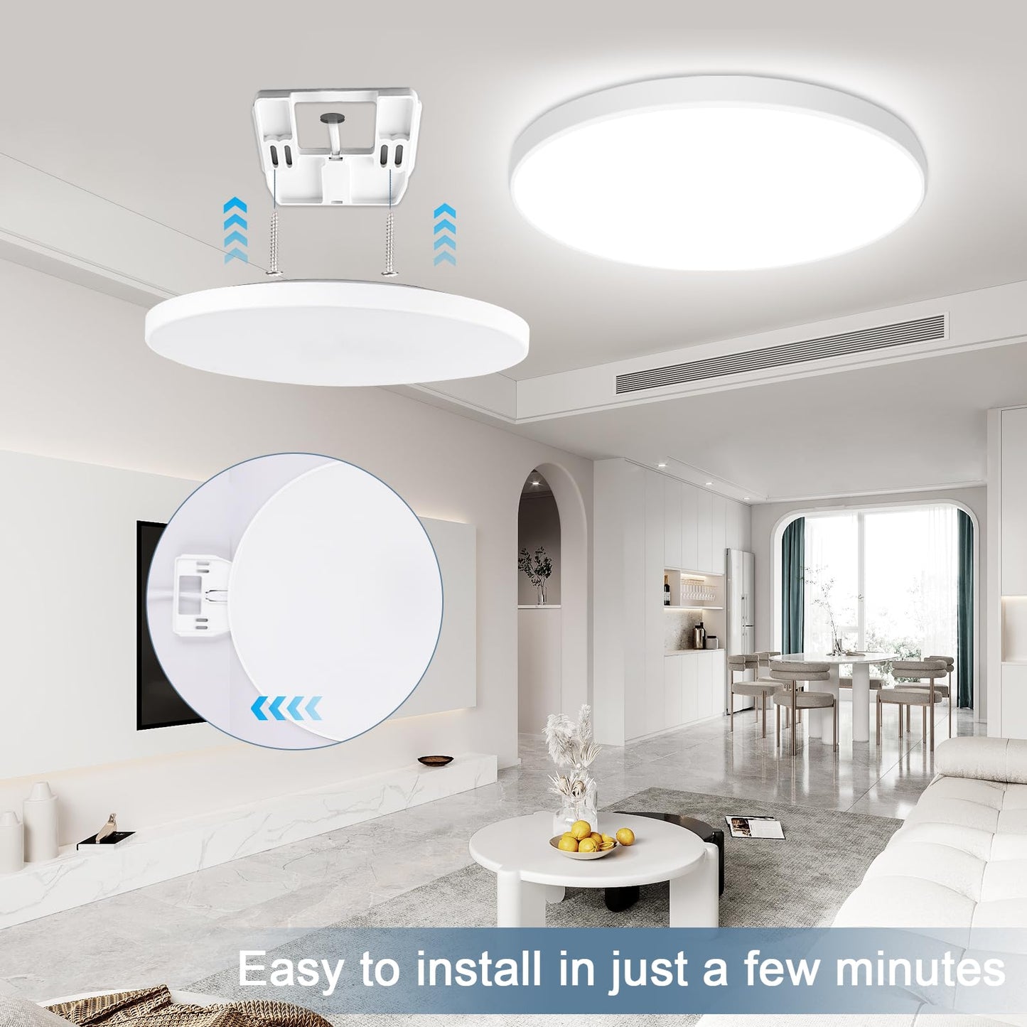 OPPEARL Led Deckenlampe Dimmbar mit Fernbedienung, 24W 16 Millionen RGB Farbwechsel Smart led Deckenleuchte Steuerbar via App, 2400LM Deckenbeleuchtung Ø30CM Lampe für Wohnzimmer Schlafzimmer, Weiß