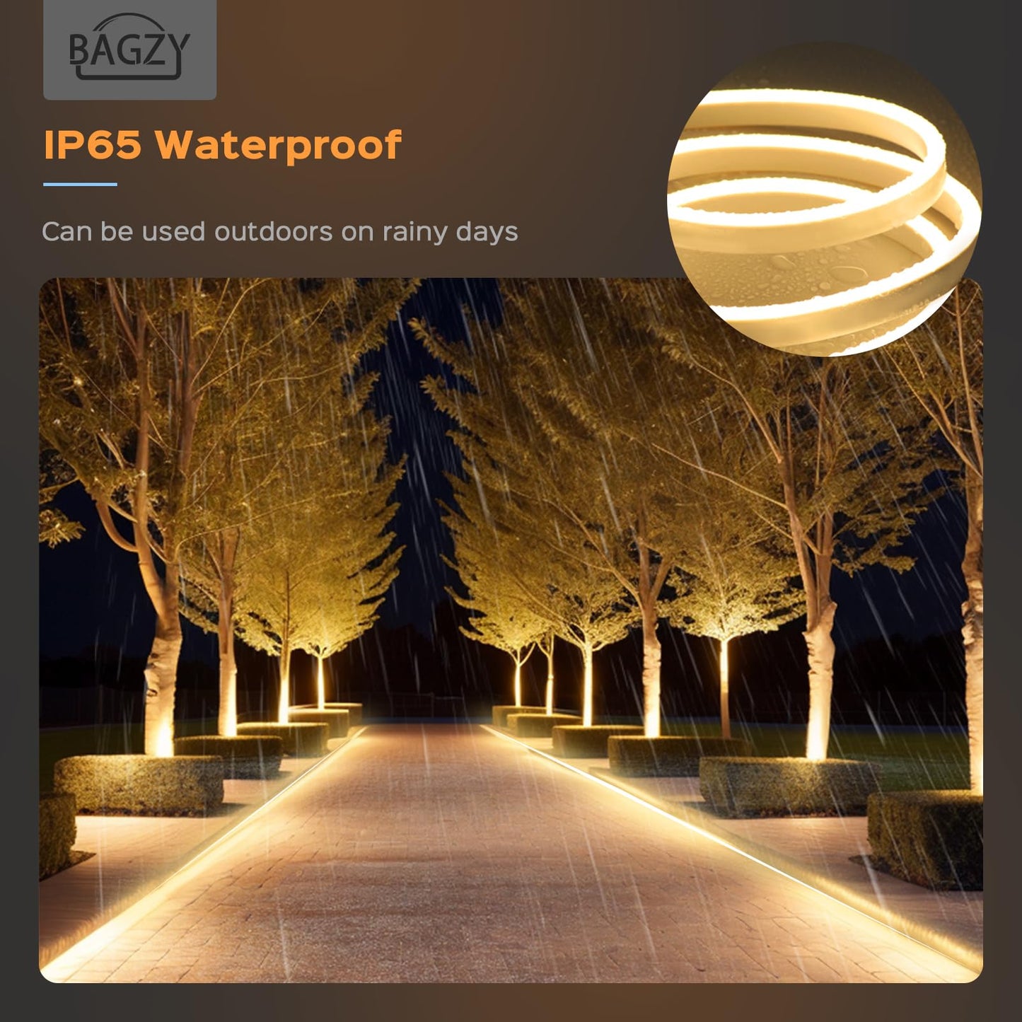 BAGZY Neon LED Streifen 10M Aussenbereich, Neon Wasserdicht Strip 230V Outdoor 120 LED/M Flexibler DIY Lichtband für Innen Weihnachtsfeier Aussenbereich,mit Netzteil und Controller (Weiß,10Meter)