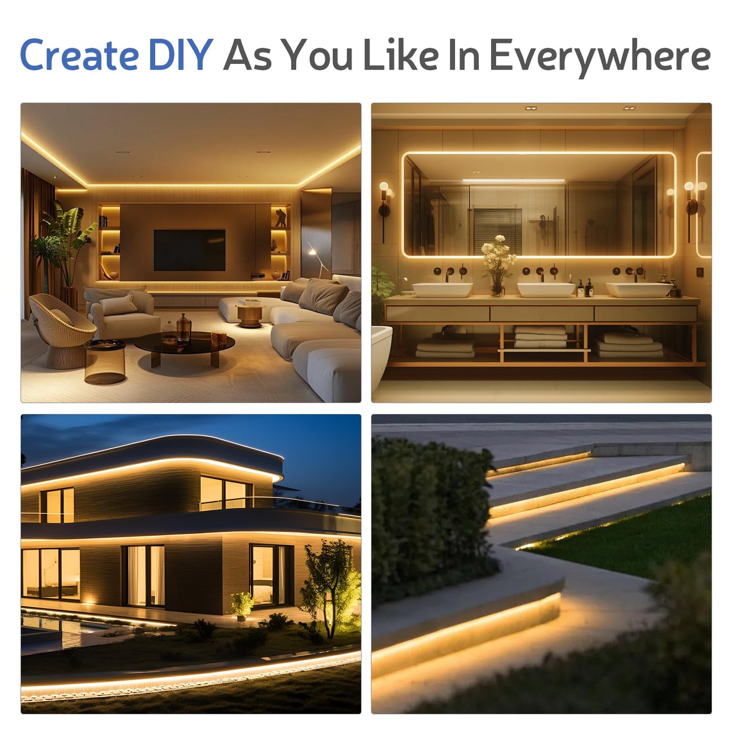 YOODI 15M LED Strip,230V IP65 Wasserdicht Neon Led Streifen mit Netzteil Neutralweiß 4000K Aussenbereich LED Flexible Lichtleisten 120LED/M, PVC Schneidbare Led Band für Zimmer Outdoor Schlafzimmer