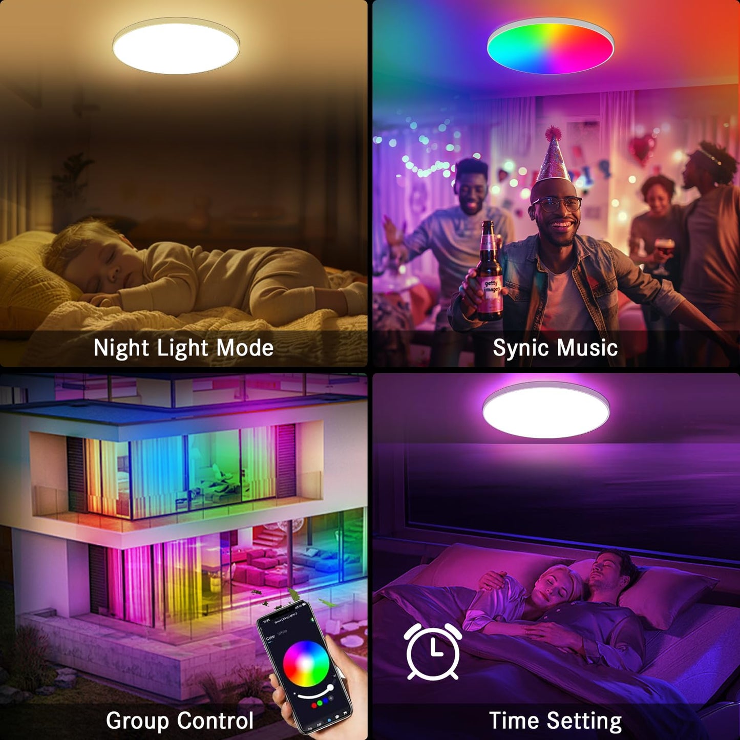 Eregou LED Deckenlampe Dimmbar, 24W 2400LM Smart RGB LED Deckenleuchte, IP44 Wohnzimmerlampe Schlafzimmerlampe, Kompatibel mit Alexa APP Google Assistant, 2700K-6500K