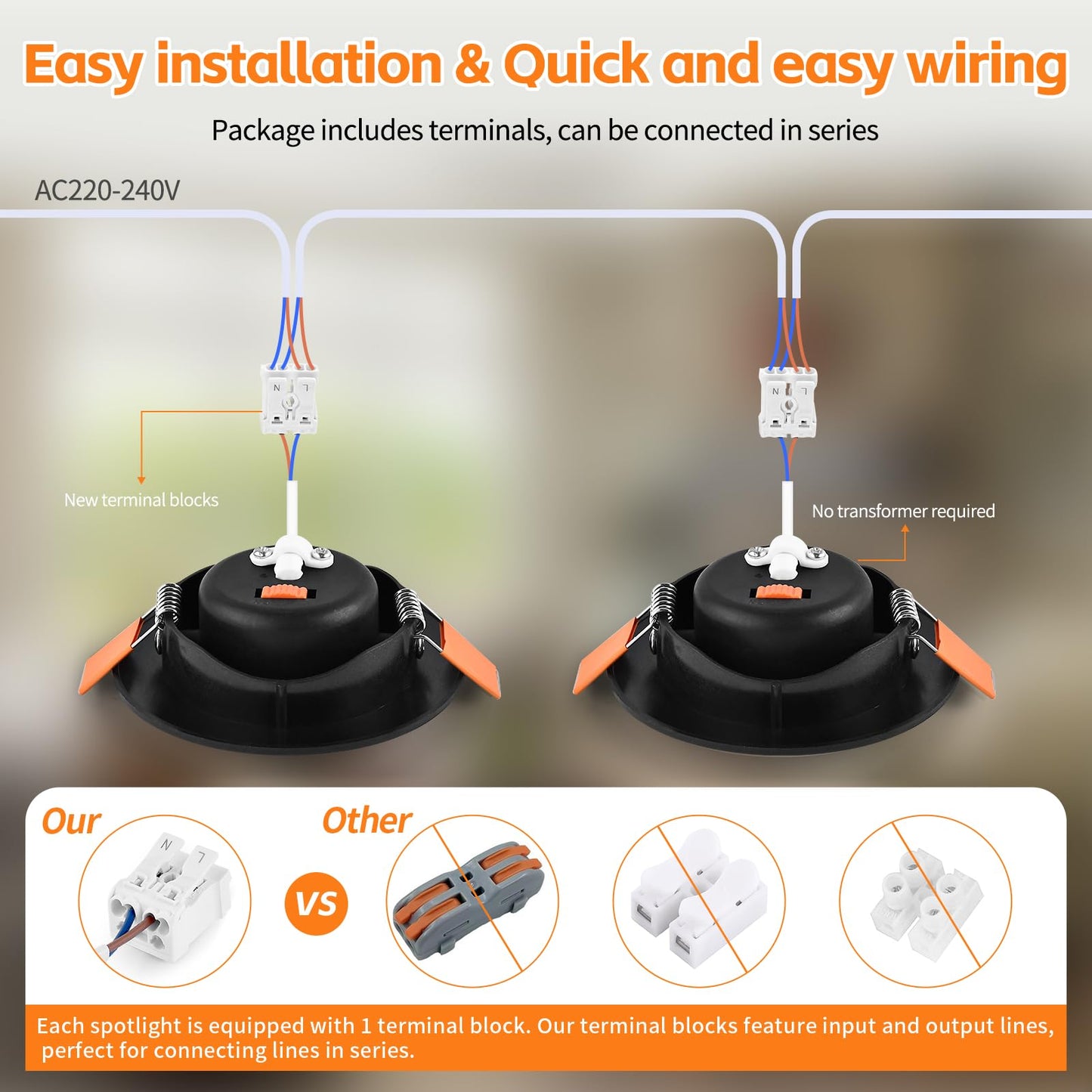 YindaLux LED Einbaustrahler 230V Dimmbar 45° Schwenkbar LED Spots 5W IP44 Deckenspots 68-80mm Lochmass 3000K/4000K/6000K Einbauspots Einbauleuchten für Badezimmer Küche Wohnzimmer Schwarz 6er Set