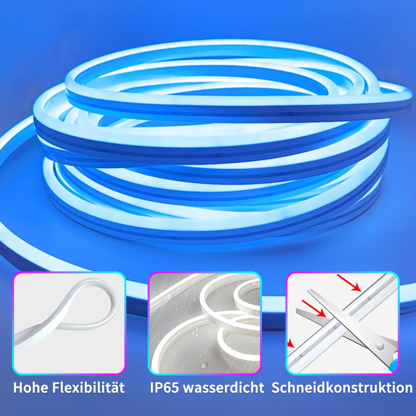 segrass 20m Neon Led strip,APP Steuerung,mit Fernbedienung, flexible LED Streifen, DC 24V Rgb LED band Neon Seil Lampe, anwendbar auf Schlafzimmer, Raum und Außendekoration