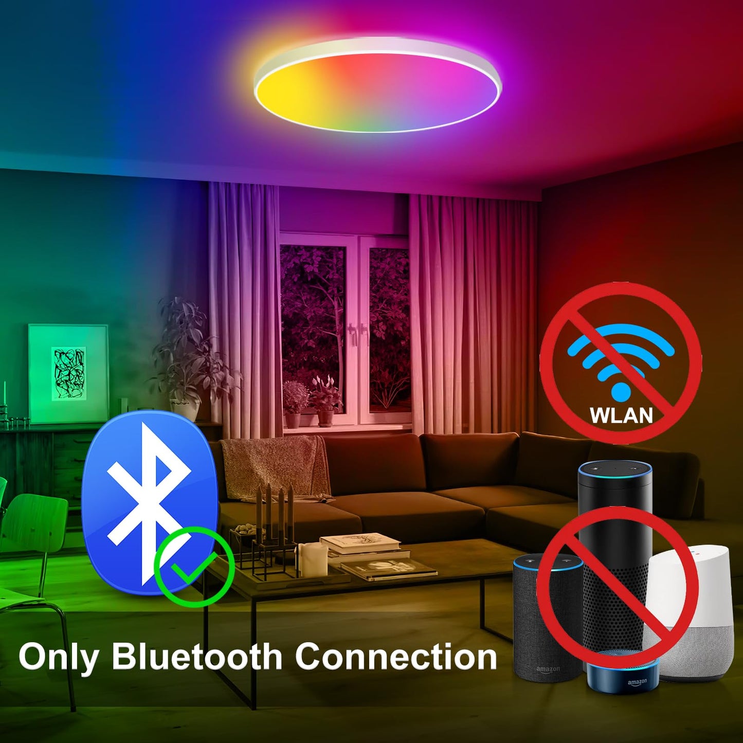 OPPEARL Led Deckenlampe Dimmbar mit Fernbedienung, 24W 16 Millionen RGB Farbwechsel Smart led Deckenleuchte Steuerbar via App, 2400LM Deckenbeleuchtung Ø30CM Lampe für Wohnzimmer Schlafzimmer, Weiß