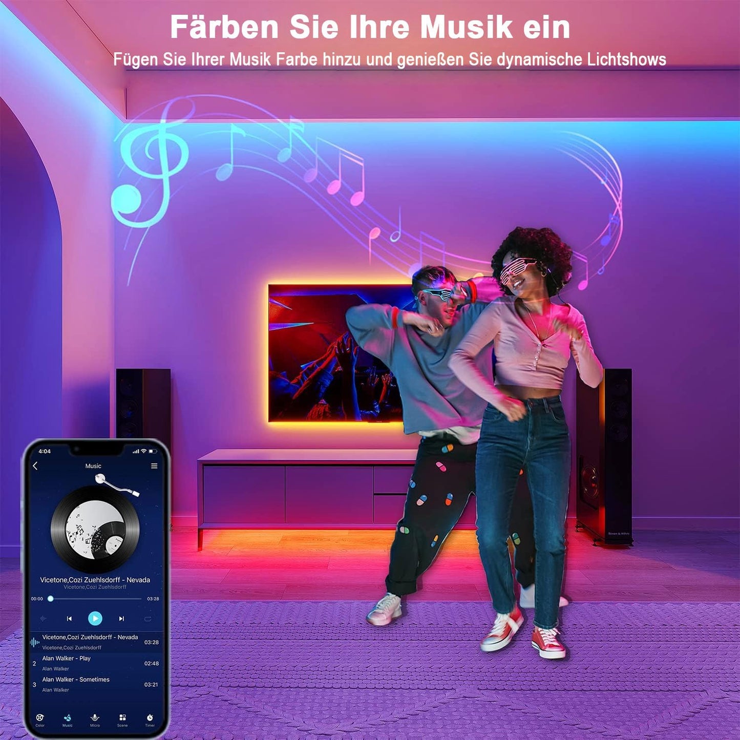 Keepsmile LED Strip 30m, RGB LED Streifen with Remote & Bluetooth APP Control,Timer Setting,Dimmable Led Lichtband Music Sync Colour Changing LED Lichterkette for Gaming Zimmer Deko (2 Rolls of 15 m)