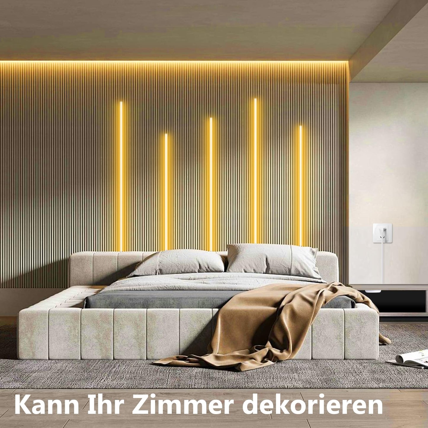 AIMENGTE COB LED Strip 12m, 12V Warmweiß Akustikpaneele Schneidbar COB LED Streifen, with Berühren und Hand Sweep Dimmer Schalten, für Weinschränke, Regale, Schränke, Küche Beleuchtung
