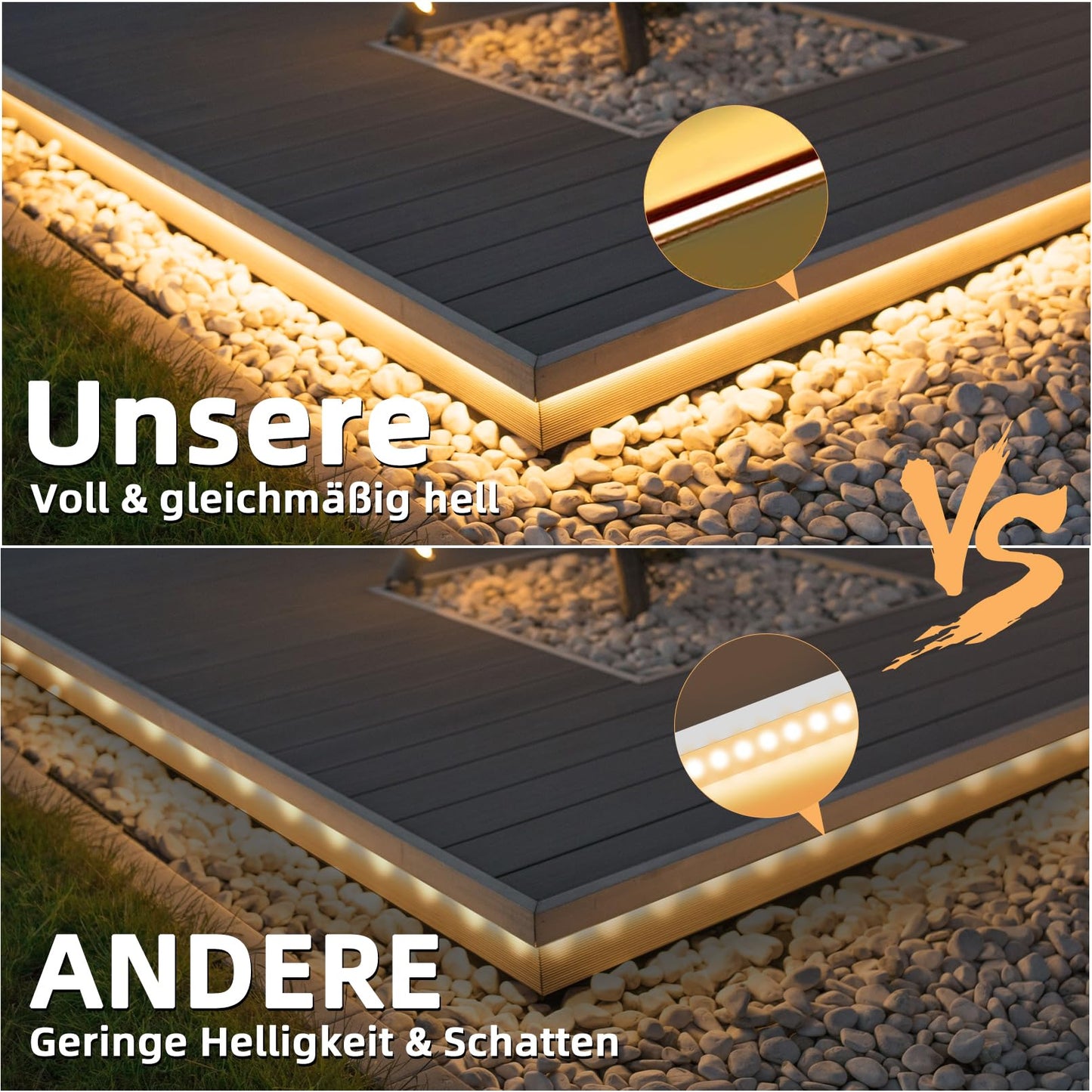 Lamomo LED Strip 20 m – Warmweiß 3000 K, Dimmbar, Wasserdicht, Flexibel, 24V mit Netzteil, Innen & Außen