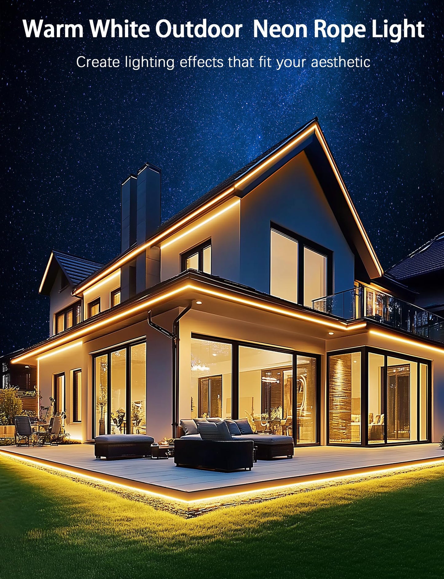 Lamomo LED Strip 20 m – Warmweiß 3000 K, Dimmbar, Wasserdicht, Flexibel, 24V mit Netzteil, Innen & Außen