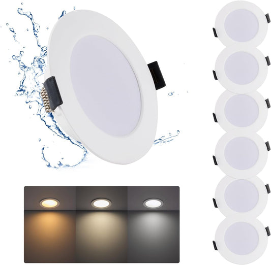 Grebeam 6 er 5W Einbauleuchten Decke LED, 450lm Spots Deckenleuchte, Warmweiß Neutralweiß Kaltweiß 3000K/4000K/6000K, LED Spots 230v Ausschnittlochmaß: φ75-90mm