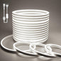 BAGZY Neon LED Streifen 10M Aussenbereich, Neon Wasserdicht Strip 230V Outdoor 120 LED/M Flexibler DIY Lichtband für Innen Weihnachtsfeier Aussenbereich,mit Netzteil und Controller (Weiß,10Meter)