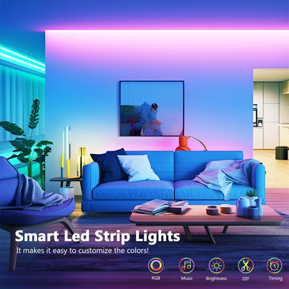 Led Strip 10m, RGB Led Streifen, Bluetooth Smart Led Band Selbstklebend, LED Leiste mit Fernbedienung und APP, LED Lights Dimmbar, Musik Sync, Timer-Einstellung für Gaming Zimmer, Room, Küche, Party