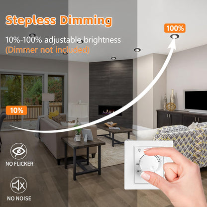 YindaLux LED Einbaustrahler 230V Dimmbar 45° Schwenkbar LED Spots 5W IP44 Deckenspots 68-80mm Lochmass 3000K/4000K/6000K Einbauspots Einbauleuchten für Badezimmer Küche Wohnzimmer Schwarz 6er Set