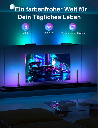 Meewata RGB Lightbar Funktioniert mit Alexa, Gaming Lampe, Fernseher Beleuchtung per App und Fernbedienung, Musik Sync, Timer, Ambiente Lampe für Schreibtisch Monitor Zimmer Feiertage