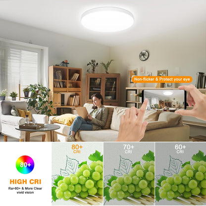 Eregou LED Deckenlampe Dimmbar, 24W 2400LM Smart RGB LED Deckenleuchte, IP44 Wohnzimmerlampe Schlafzimmerlampe, Kompatibel mit Alexa APP Google Assistant, 2700K-6500K