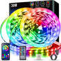 Keepsmile LED Strip 30m, RGB LED Streifen with Remote & Bluetooth APP Control,Timer Setting,Dimmable Led Lichtband Music Sync Colour Changing LED Lichterkette for Gaming Zimmer Deko (2 Rolls of 15 m)