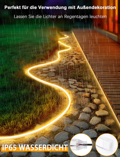 Lamomo LED Strip 20 m – Warmweiß 3000 K, Dimmbar, Wasserdicht, Flexibel, 24V mit Netzteil, Innen & Außen